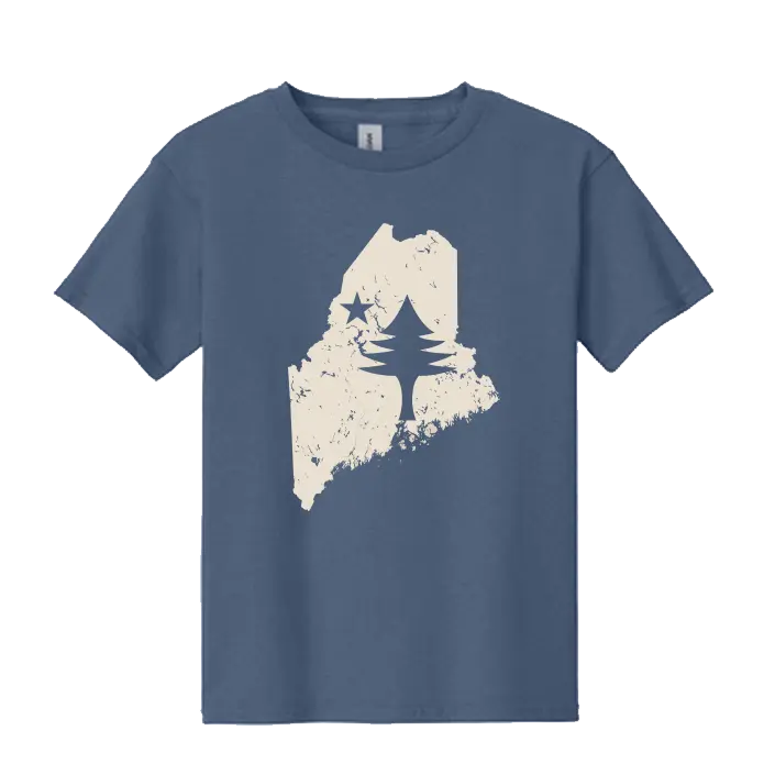 Youth Maine State Flag T-Shirt SHOP ROGUE WEAR T-shirt Y-XL-Indigo-Blue
