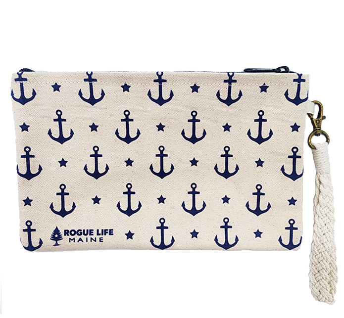 All Over Anchors Zipper Pouch Wristlet