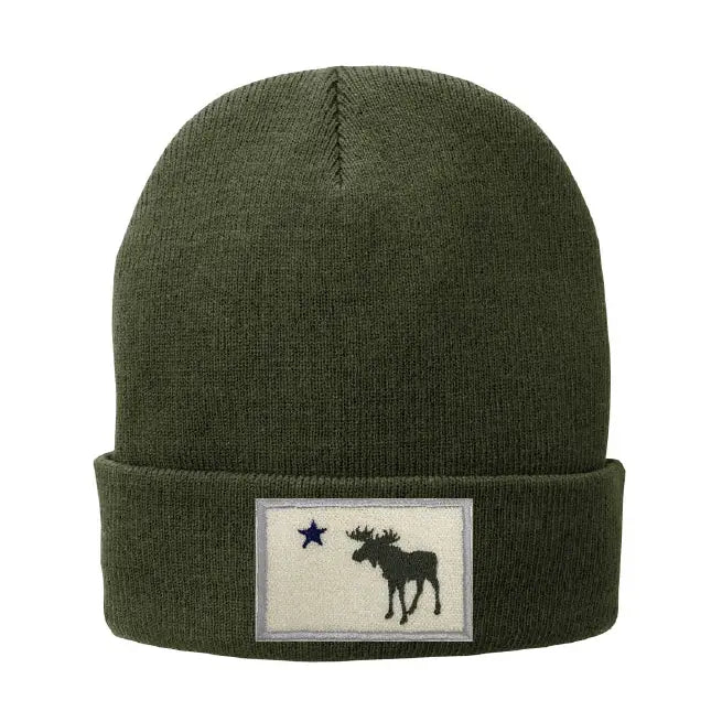 Maine Moose Flag Fleece-Lined Knit Beanie ROGUE LIFE Co. Beanies Moss