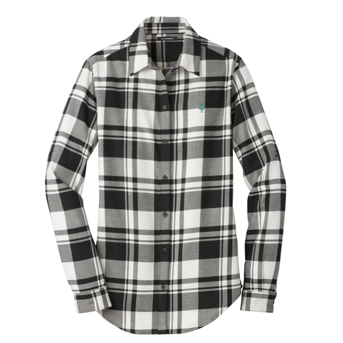 Women's Plaid Flannel Shirt Black & White