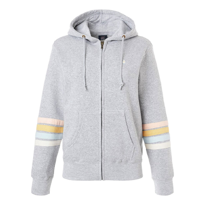 Women's Quad Stripe Full-Zip Hoodie - Soft Grey SHOP ROGUE WEAR Crewneck