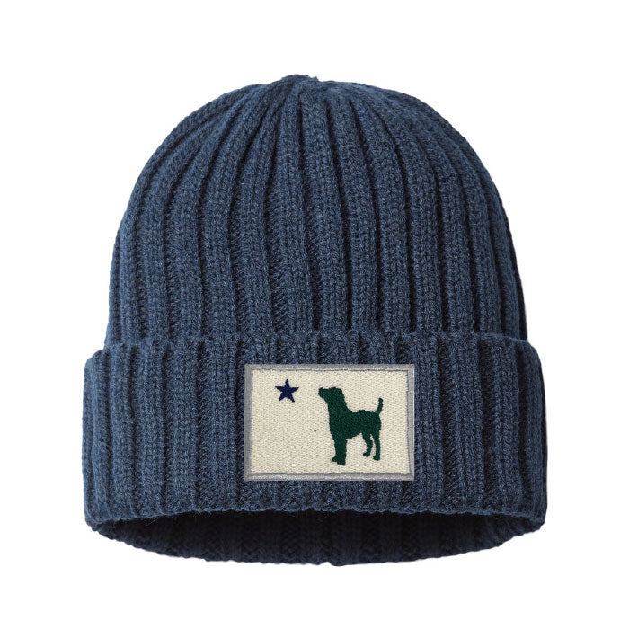 Maine Flag Dog Patch Knit Cuffed Beanie
