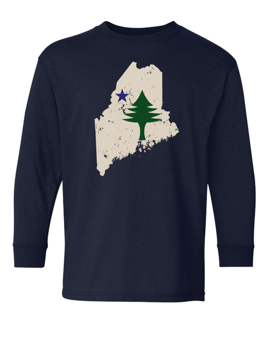 Youth Maine State Flag Long Sleeve SHOP ROGUE WEAR Long Sleeve