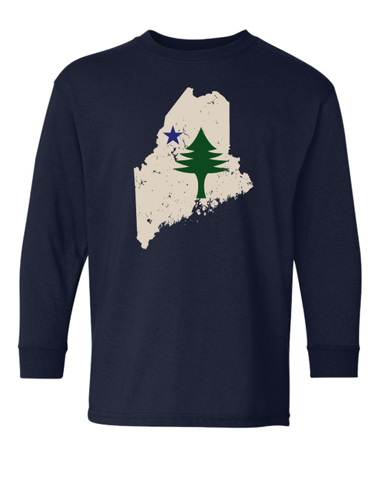 Youth Maine State Flag Long Sleeve SHOP ROGUE WEAR Long Sleeve
