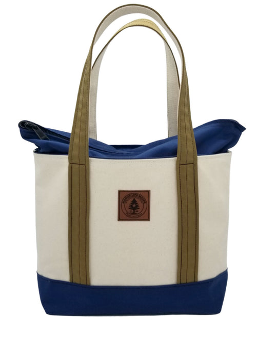 Medium Tote with Zipper Top Navy/Coyote